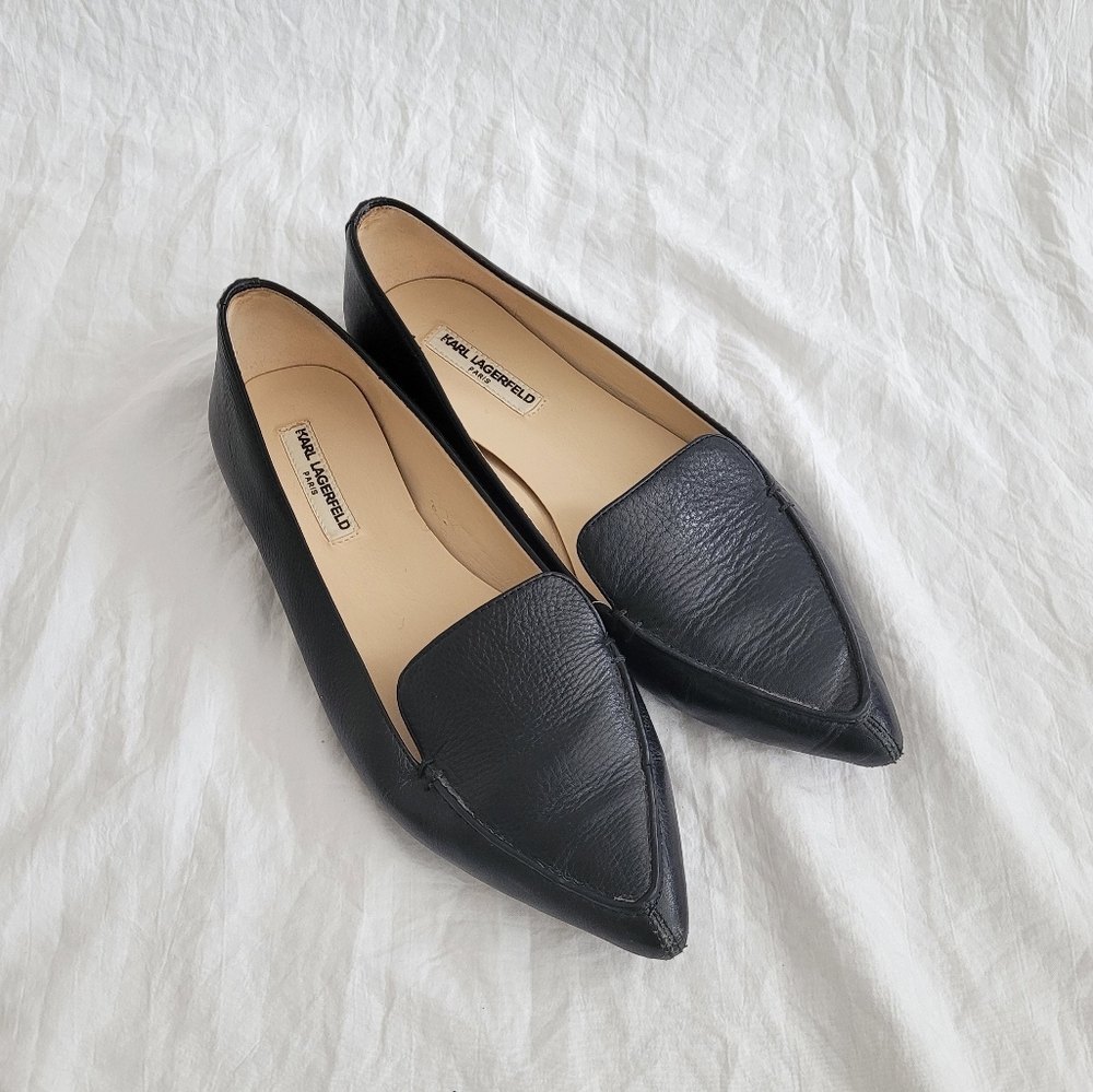 Karl Lagerfeld Destine Leather Pointy Loafers